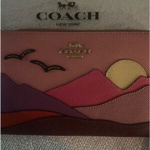 New COACH Mountain Postcard Large Leather Wallet/Phone Case
